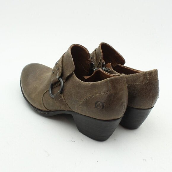 Born Brown Leather Studded Harness Side Zip Ankle Booties - Picture 6 of 11